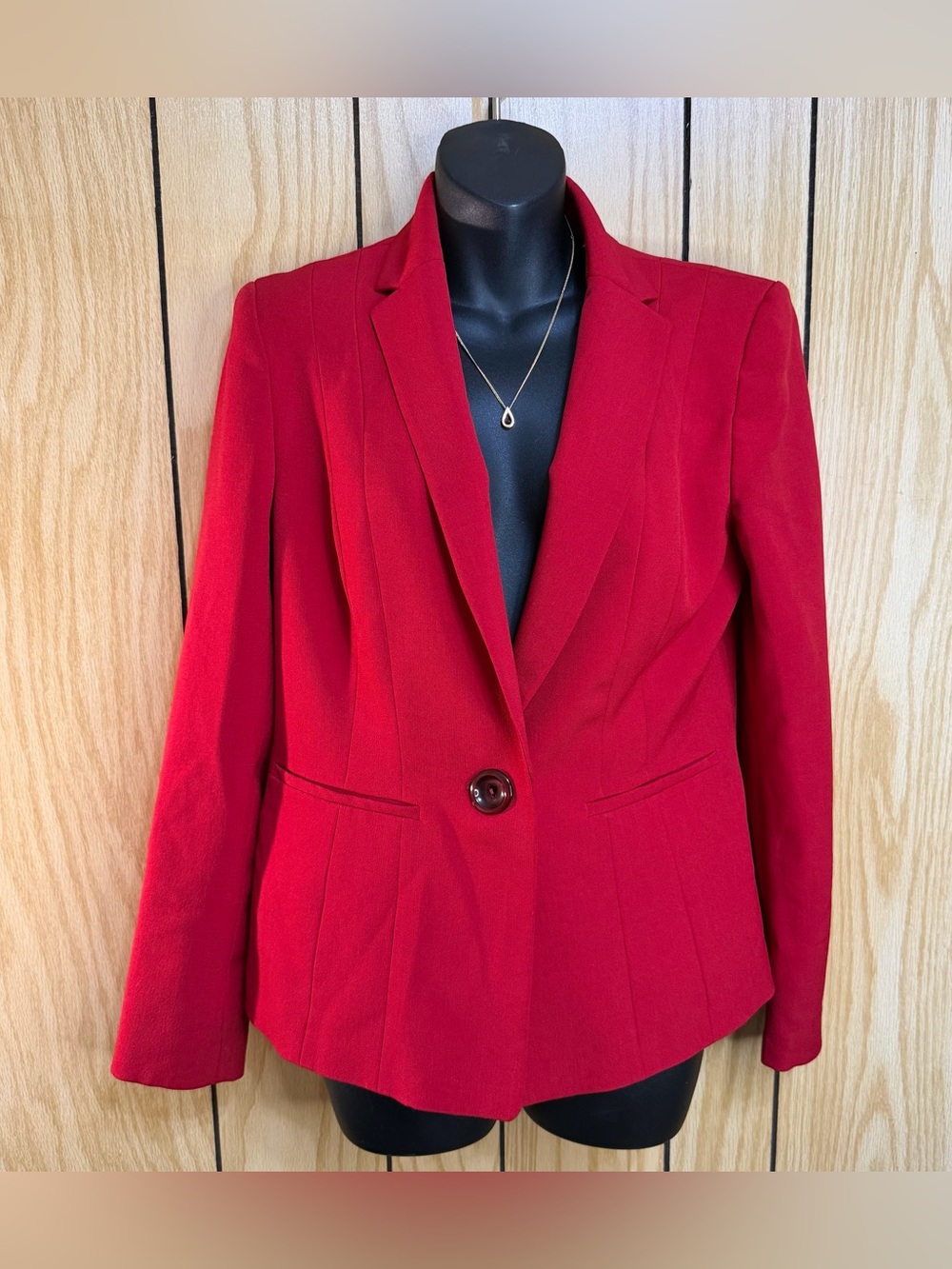 Kasper Red Tailored Single-Button Blazer